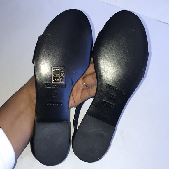 See by Chloe Specchio Cork Flat Sandal Size 36 Black Leather Upper Designer - Picture 10 of 13